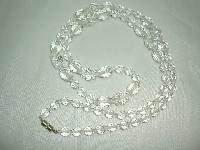 Vintage 50s Long Sparkling Crystal Glass Bead Necklace 