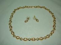 1980s Quality Crystal Diamante Gold Necklace & Earrings
