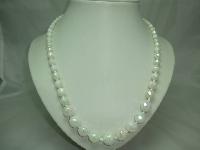 Vintage 50s Graduating White AB Glass Bead Necklace