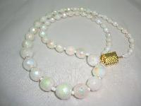 Vintage 50s Graduating White AB Glass Bead Necklace