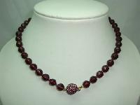 1950s Purple Glass Bead Necklace Fab Diamante Clasp WOW
