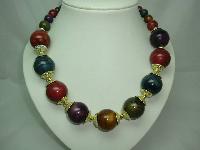 Vintage 70s Chunky Multicoloured Lucite Bead Necklace 