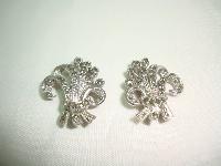 1950s SPHINX Marcasite Floral Bouquet Clip On Earrings