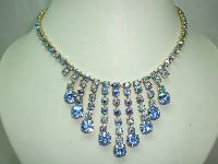 Vintage 50s FAB Blue AB Diamante Festoon Drop Necklace