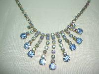 Vintage 50s FAB Blue AB Diamante Festoon Drop Necklace