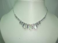 Vintage 50s Diamante & Mother of Pearl Drop Necklace 