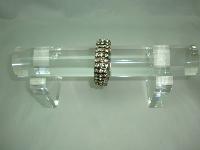 Vintage 50s Sparkling Wide 3 Row Expandable Diamante Goldtone Bracelet