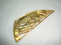 Vintage 80s Abstract Multicoloured Diamante Gold Brooch