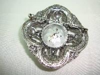 Vintage 50s Signed Miracle Large Celtic Brooch with Amber Glass Stone