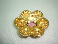 1950s AMAZING AB & Purple Diamante Flower Shaped Brooch