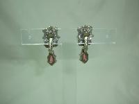 1950s Signed Jewelcraft Ornate Pink Diamante Necklace Brooch Earrings