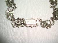 1950s Signed Jewelcraft Ornate Pink Diamante Necklace Brooch Earrings