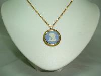 Wedgwood Blue Jasper  Cameo Gold Plated Pendant and Chain Original Box