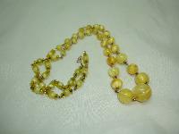 Vintage Art Deco Rolled Gold Link Yellow Star Glass Bead Necklace WOW