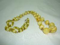 Vintage Art Deco Rolled Gold Link Yellow Star Glass Bead Necklace WOW
