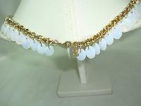 Vintage 80s Signed Rochelle Opaline Glass Drop Bead 18ct gp Necklace 