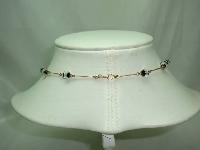 Art Deco Rolled Gold Link Black & Silver Foil Glass Bead Necklace