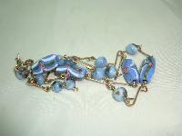 Vintage 30s Art Deco Blue Venetian Wedding Cake Glass Bead Necklace