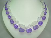 Vintage 50s 2 Row Purple & Clear Lucite Bead Necklace