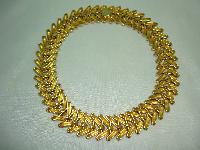 50s Signed Heavy Fancy Link Gold Articulated Collar Designer Necklace 