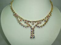 Vintage 50s Sparkling AB Diamante Cascade Tassel Drop Necklace 