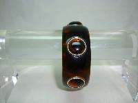 Vintage 80s Chunky Amber Brown Lucite Circles Cuff Bangle