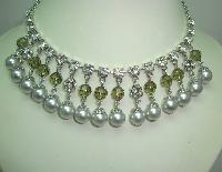50s Style Coast Faux Pearl Crystal and Diamante Drop Cascade Necklace