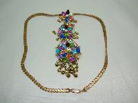 Colourful Diamante & Lucite 3 Circles Flower Dangle Pendant and Chain