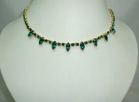 Vintage 50s Quality Green Diamante Drop Necklace 