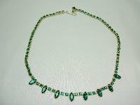 Vintage 50s Quality Green Diamante Drop Necklace 