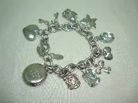Chunky Signed Johnny Loves Rosie Silver Charm Bracelet  Lipgloss Charm