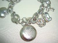 Chunky Signed Johnny Loves Rosie Silver Charm Bracelet  Lipgloss Charm