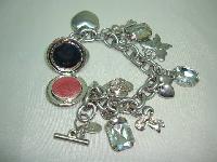 Chunky Signed Johnny Loves Rosie Silver Charm Bracelet  Lipgloss Charm