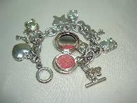 Chunky Signed Johnny Loves Rosie Silver Charm Bracelet  Lipgloss Charm