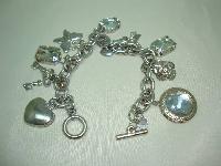 Chunky Signed Johnny Loves Rosie Silver Charm Bracelet  Lipgloss Charm