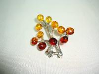 Beautiful Sterling Silver Two Tone Amber Bunch of Grapes Brooch