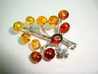 Beautiful Sterling Silver Two Tone Amber Bunch of Grapes Brooch