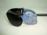 Stylish Jaeger Black & Grey Chunky Clamper Bangle Bracelet WOW!