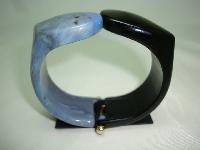 Stylish Jaeger Black & Grey Chunky Clamper Bangle Bracelet WOW!
