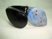 Stylish Jaeger Black & Grey Chunky Clamper Bangle Bracelet WOW!