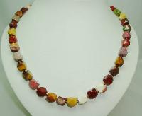 Beautiful Colourful Natural Agate Faceted Bead Hand Knotted Necklace