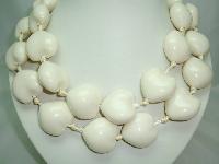 Unique Chunky Cream Heart Bead Necklace on Satin Ribbon 