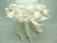 Unique Chunky Cream Heart Bead Necklace on Satin Ribbon 