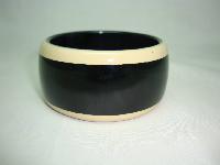 80s Style Chunky Wide Black Plastic BangleTaupe Stripes