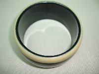 80s Style Chunky Wide Black Plastic BangleTaupe Stripes