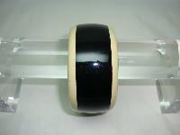 80s Style Chunky Wide Black Plastic BangleTaupe Stripes