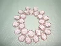Beautiful Pink Faceted Crystal Glass Briolette Bead Stretch Bracelet 