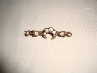Antique Victorian Pretty Paste Crescent Moon Gold Bar Brooch