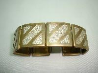 Vntage 30s Wide Goldide Lucite Sparkle Geometric Square Link Bracelet