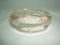 Vintage 70s Funky Wide Chunky Clear Lucite Gold Confetti Bangle Wow!